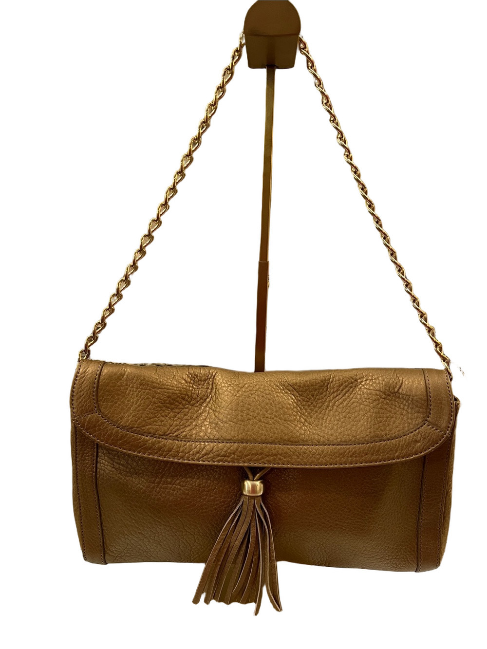 Talbots Gold Leather Tassel Shoulder Bag